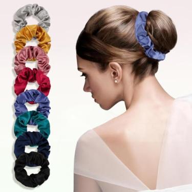 Imagem de 8 peças elásticos elásticos de seda de cetim para mulheres, faixas de cabelo, cordas macias, suportes de rabo de cavalo, acessórios de cabelo 01