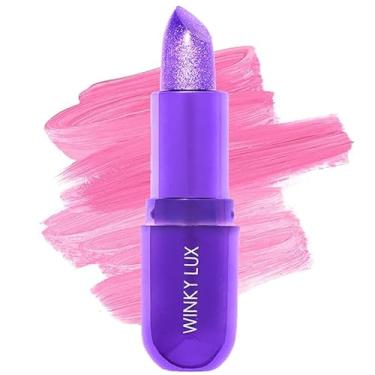 Imagem de Winky Lux Bálsamo Glimmer, protetor labial de pH, batom que muda de cor e protetor labial, vegano e livre de crueldade, hidratante e volumoso, batom rosa roxo transparente, ametista