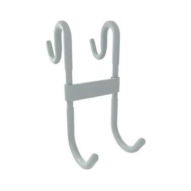 Imagem de Cabideiro cinza multifuncional sem broca gancho de banheiro plástico quarto porta de vidro dupla face gancho em S adequado para costas de porta