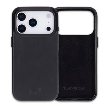 Imagem de BLACKBROOK Capa de couro para iPhone 17 Pro Max – Capa de encaixe fina feita à mão Arden, couro de flor integral, compatível com MagSafe, proteção para câmera e tela, elegante caixa de presente preta