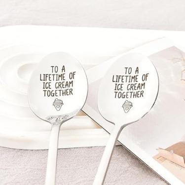 Imagem de Colher de sorvete marido esposa presentes de aniversário para ele, presentes de noivado para casais, namorada, namorado, amizade, presentes para mulheres, homens, melhores amigos, presentes de Natal