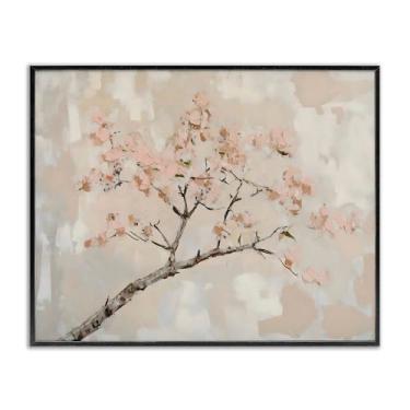 Imagem de Stupell Industries Arte giclée emoldurada branca com ramo de flores de cerejeira, design de Franklyn Gregory, 40,6 x 50,8 cm