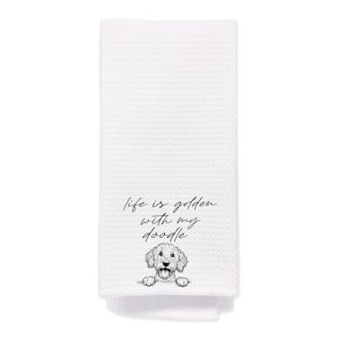 Imagem de BitKan Toalhas de mão Golden Doodle para banheiro - Toalhas de chá Goldendoodle Poodle para cozinha, presentes de mãe de cachorro Goldendoodle para amantes de cães/mulheres, presentes dourados para o
