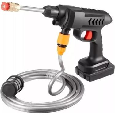 Imagem de Lavadora Pistola Sem Fio Recarregável Portátil Alta Pressão Mangueira Filtro Extensão Pote Para Espuma Maleta Limpeza Carros Quintal Janelas Plantas Jato Potente Multiuso