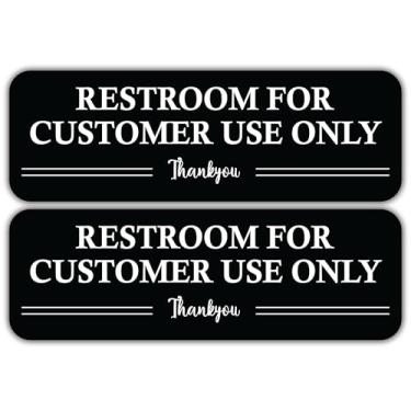 Imagem de F5Xclusive Adesivo de sinal de banheiro apenas para uso do cliente, vinil preto e branco, 22 x 7,6 cm, interior/externo para restaurantes, negócios, lojas, cafés - pacote com 2