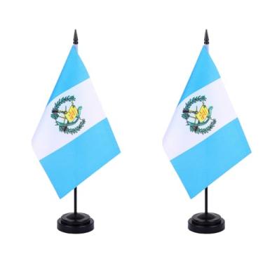 Imagem de JBSJBS Bandeira de mesa da Guatemala, 30,5 cm, conjunto de luxo, bandeiras guatemaltecas, mini bandeiras pequenas de mesa de escritório da Guatemala com base de suporte preto decorações de mesa
