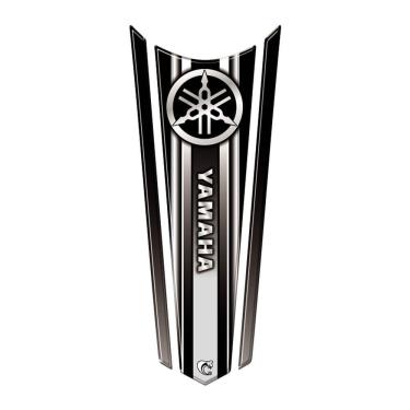 Imagem de Adesivo Faixa Gravata Resinado Tanque Moto Yamaha Preto Prata E Preto