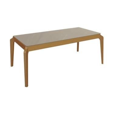 Imagem de Mesa De Sala Jantar Petra Madeira Maciça C- Tampo Madeirado C- Vidro 200x100cm Carvalho-freijo Bronze - Kappesberg