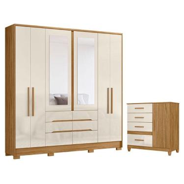 Imagem de Guarda Roupa Casal San Francisco E Cômoda Vênus Freijó Off White Com Pés - Moval