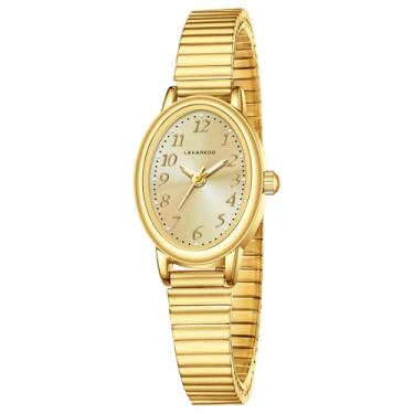 Imagem de VTAIGE Relógio feminino pequeno dourado, Todo dourado, S(5.9-6.3in)