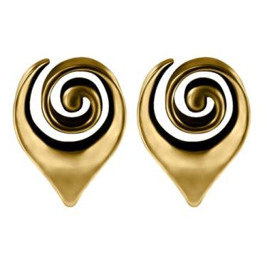 Imagem de Niaspi Plugues de orelha espirais em espiral para mulheres e homens, círculo, gota, redemoinho, alongador, piercing, tribal, orelha, expansores de orelha 8-25 mm, 16mm, Cobre, Sem Pedra Preciosa