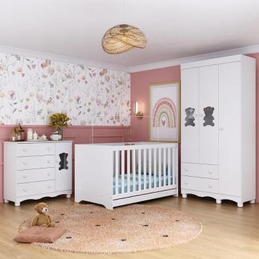 Imagem de Quarto de Bebê Completo com Berço Americano 3 em 1 Ternura Multimóveis MP4655