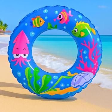 Imagem de Boia Criança Infantil Inflável Praia Piscina Estampa Fundo Do Mar 60cm