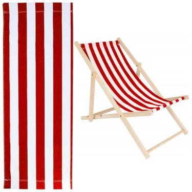 Imagem de letsinstyle Tela de substituição para cadeira de praia de 43 x 113 cm, tecido de cadeira com listras vermelhas e brancas, tecidos de substituição para banhos de sol, jardim, pátio, jardim, praia