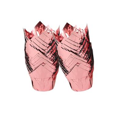 Imagem de SQXBK 100 peças de copos de alumínio de ouro rosa para assar bolo de 80 mm adequado para piqueniques, acampamento, festa de aniversário