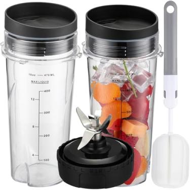 Imagem de Para lâmina de liquidificador Ninja BL660 6 quilhas macho lâmina de 8,5 cm, copos de liquidificador de 453 g compatíveis com liquidificadores Nurti Ninja BL770 BL660 BL740 BL780 BL773CO BL771 BL772