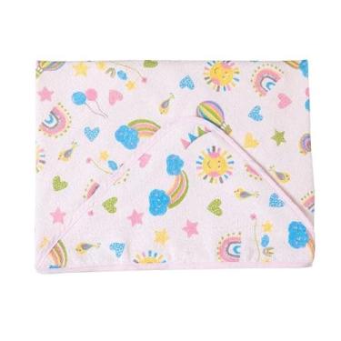 Imagem de Toalha de Banho Bebê Felpuda Com Capuz Estampada 70Cm X 70Cm Linha Premium M5 Armarinhos (Solzinho)