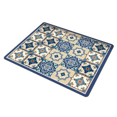 Imagem de Ｂｅｓｇａ Tapete Protetor Contra Poeira para Máquina de Lavar E Secar Roupa, Ideal para E para Animais de Estimação, Perfeito para Cozinha E Lavanderia, Grades azuis, Tamanho real