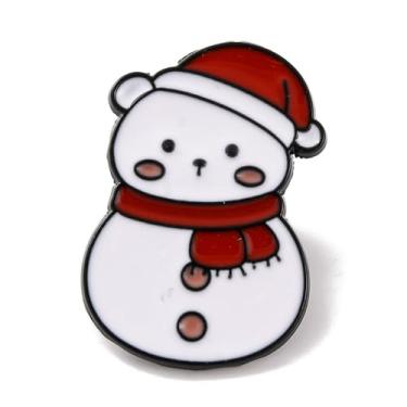 Imagem de 12 peças de alfinetes esmaltados com tema natalino, boneco de neve, boneco de neve, Papai Noel, broche de Natal para roupas, mochilas, chapéus, presentes, acessórios de férias, 30mm, Metal, Sem Pedra