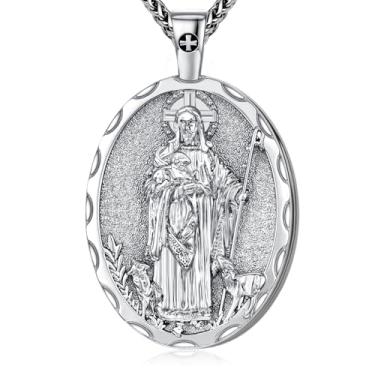 Imagem de Colar de medalhão oval de São Miguel, cobre banhado a ouro, pingente de 5 x 3 cm com corrente de 40 cm + 5 cm, medalha de oração de proteção religiosa, colares com pingente de cruz religiosa com