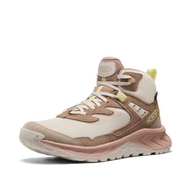 Imagem de KEEN Bota feminina Hightrail de altura média, durável, leve, respirável, couro impermeável, cinza-acinzentado/bétula, 42