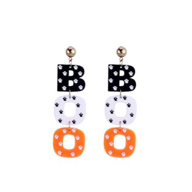 Imagem de BOOZIQ Brincos de Halloween BOO para mulheres, fofo, boo, punk, abóbora, morcego, fantasma, aranha, pingente de pingente, brincos de bruxa, tema de Halloween, bijuterias, acessórios de emoção
