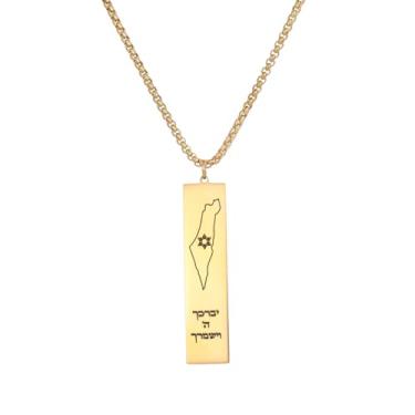 Imagem de JunRover Joias judaicas de aço inoxidável – Pingente de estrela de Davi, mão Hamsa, menorá/mapa de Israel – Colar de Israel para mulheres e homens – Presentes religiosos para Hanukkah, Bar Mitzvah