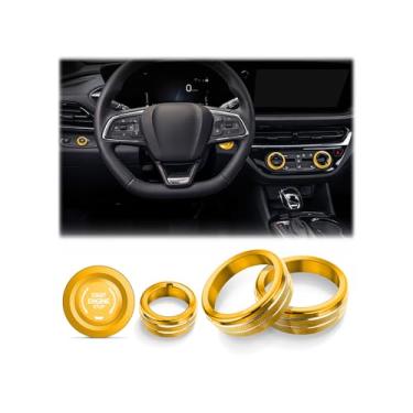 Imagem de Para acessórios Buick Envista 2024-2026, kit de acabamento de capas de maçaneta de liga de alumínio com 5 peças - Serve para AC, farol e arranque de pressão, atualização interna, proteção do botão e