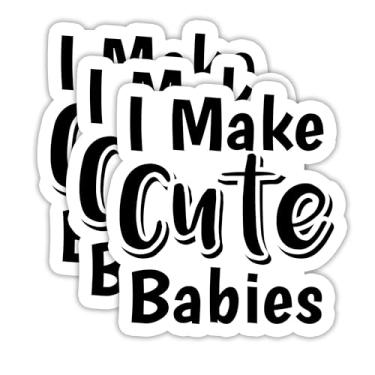 Imagem de (3 peças) Adesivos engraçados de pai - I Make Cute Babies - Decalques de vinil à prova d'água para laptops, copos, livros, álbuns de recortes, garrafas de água, presente de Dia dos Pais para papai ou