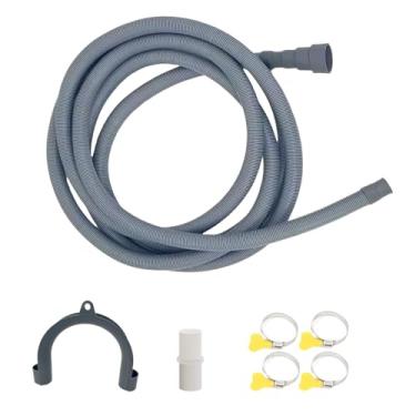 Imagem de Mangueira de drenagem de máquina de lavar de 5 m, kit de mangueira flexível de substituição e extensão para lavadora, secadora, pia, banheira, mangueiras resistentes, serve para saída de drenagem de