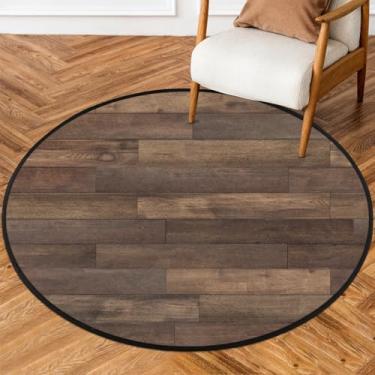 Imagem de Tapete redondo de 1,8 m, tábuas de madeira, listras, retrô, macio, tapete de porta, antiderrapante, lavável, circular, tapete redondo, interior, quarto, berçário, sala de estar, cozinha, banheiro