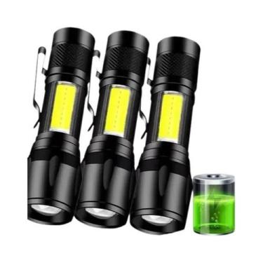 Imagem de Lanterna Tática Mini LED Recarregável USB Portátil Com Zoom E Clipe Pa