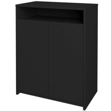 Imagem de Balcão Multiuso Escritório Sala Cool A02 02 Portas Preto - LYAM DECOR