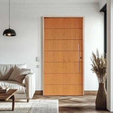 Imagem de Kit Porta de Madeira Pivotante 210x110cm Batente 14cm Fechadura 803 Ro