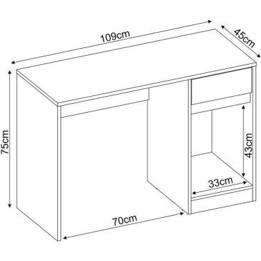 Imagem de Escrivaninha Office 1 Gaveta 1 Porta Luna Branco