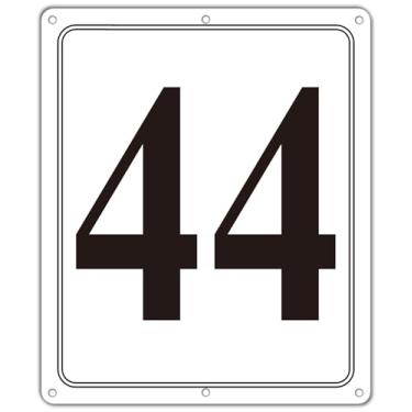 Imagem de i-CowFun Placa numerada de metal premium ao ar livre, refletiva 30,5 cm x 25,4 cm grandes placas numéricas de alumínio 44 para estacionamento, quadra de tênis, campo, armazém, corredor, edifício, doca