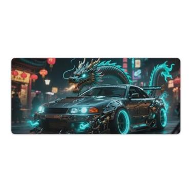 Imagem de HouLaiZhe JDM Tapetes de mesa de carro dragão ciano R32 modificado carro esportivo legal para jogos tapetes de mouse pads de mesa grandes para teclado de mesa tapete de computador 40 x 90 cm