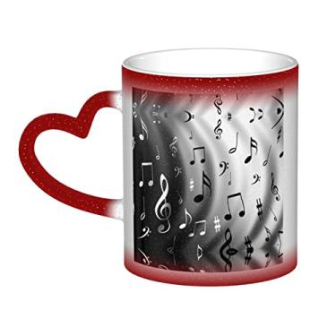 Imagem de Notas musicais impressas xícara de café divertida, xícara de cerâmica mágica sensível ao calor que muda de cor 12 Oz, para café/chá/leite/cacau, para adolescente/aniversário/festival/presentes