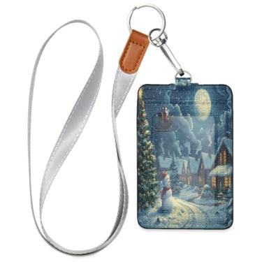 Imagem de Wassud Cordão de couro PU para noite de Natal para crachás de identificação, porta-chaves, porta-crachás, cartões de crédito para escritórios, funcionários estudantes, funcionários