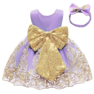 Imagem de Vestido CMMCHAAH Little Baby Girls Roxo de Natal de 2 a 3 anos