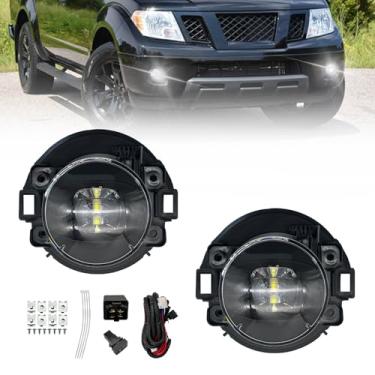 Imagem de Conjunto de faróis de neblina de LED compatível com 2005-2014 Xterra/2010-2017 Frontier Front Bumper Lâmpadas com Chicote de Interruptor e Kit de Fiação, Lente Transparente, 1 par