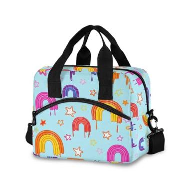 Imagem de Burbuja Lancheira colorida com isolamento arco-íris derretido para mulheres e homens, lancheira portátil com alça de ombro destacável, lancheira para viagem, piquenique, escritório, trabalho