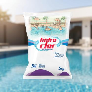 Imagem de CLORO ORGÂNICO PREMIUM 56% HIDROCLOR 5Kg para Piscina, Desinfetante Concentrado, 56% Ativo, Tratamento de Água, Estabilizado