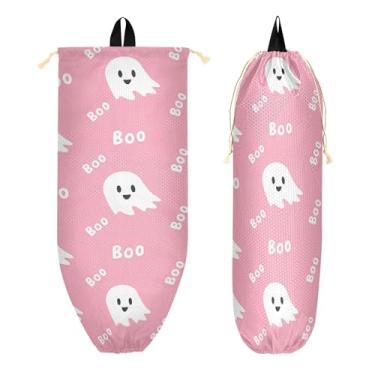 Imagem de xigua Cute Ghosts Suporte de parede para saco de plástico com cordão 1 pacote, organizador de sacolas de supermercado reutilizável para bolsas, meias, roupas íntimas e gravatas