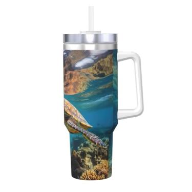 Imagem de Lord Howe Island Caneca de café quente / fria de aço inoxidável com estampa de tartaruga marinha 1,134 g Ice Bully com alça