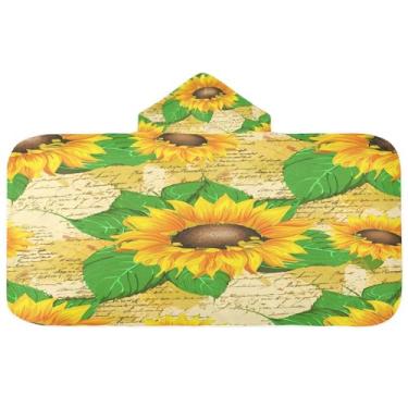 Imagem de CEBUGI Girassóis Toalha de banho com capuz para crianças toalha de banho macia absorvente com capuz 127 x 59,7 cm toalha de banho de praia para meninos e meninas