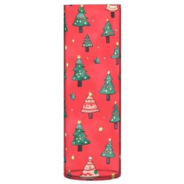 Imagem de CEBUGI Vaso de flores de árvore de Natal em aquarela 10 x 30 cm, vaso cilíndrico para flores, vaso transparente inquebrável para decoração de casa de festa de casamento