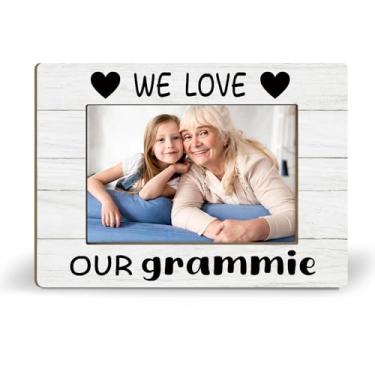 Imagem de iEFEY Porta-retratos Grammie Gifts 20 x 25, porta-retratos para avós, melhores presentes de Natal de netos, We Love Our Grammie, porta-retrato de madeira, 10 x 15 cm