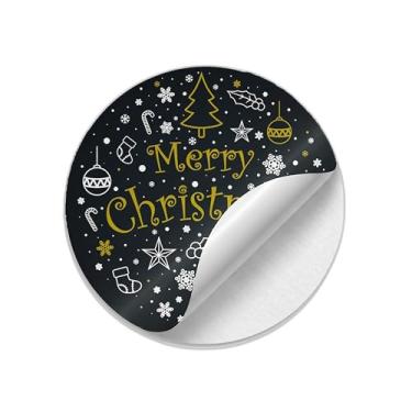 Imagem de Adesivos Redondos Natalinos 25 Unidades Para Decoração de Presentes - Tamanho 30x30cm