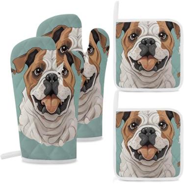 Imagem de Luvas de cozinha isoladas e suportes de panela conjunto de 4 peças luvas à prova de calor para forno de microondas cozinhar e manusear pratos quentes (4)